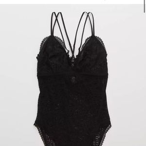 Black Aerie Far Out Lace Bodysuit